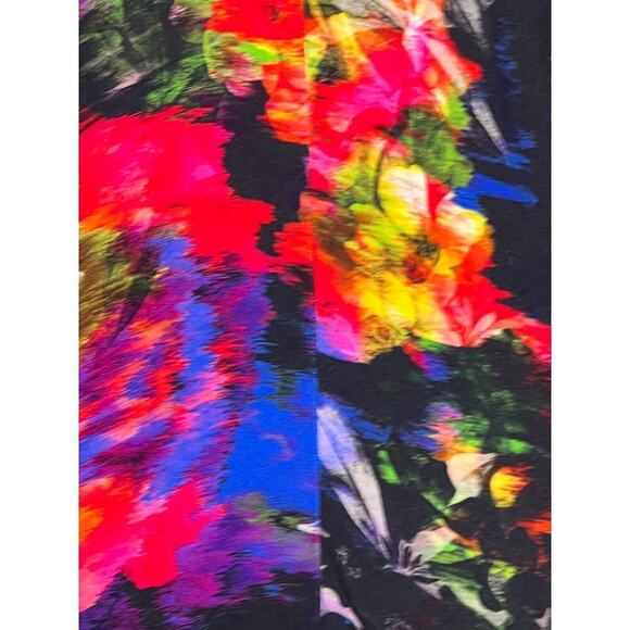 Milly Monet Jewel Floral Printed A Line Long Sleeve Black Multicolor Dress 12 - Picture 12 of 13